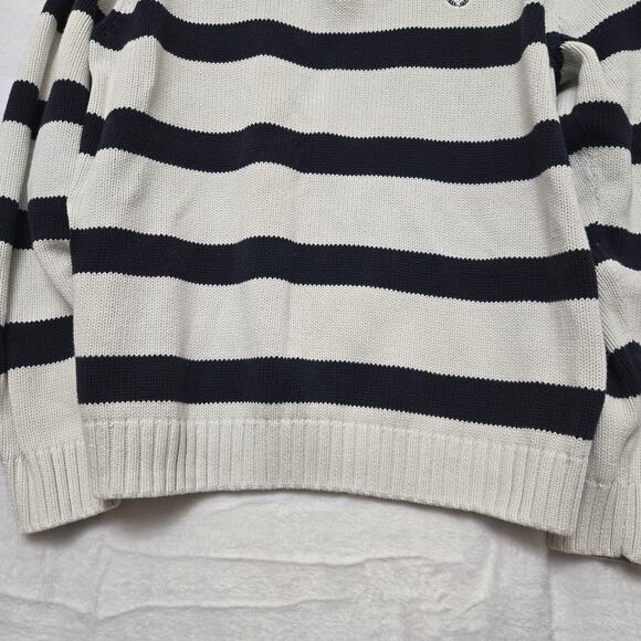 Chaps Mens Y2K Preppy Classic Heritage Striped Quarter Zip Cotton Knit Sweater L - Picture 5 of 11